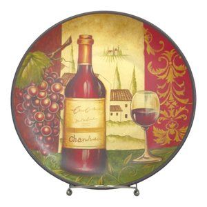 Decorative Ceramic Plate With Vineyard Design 10"